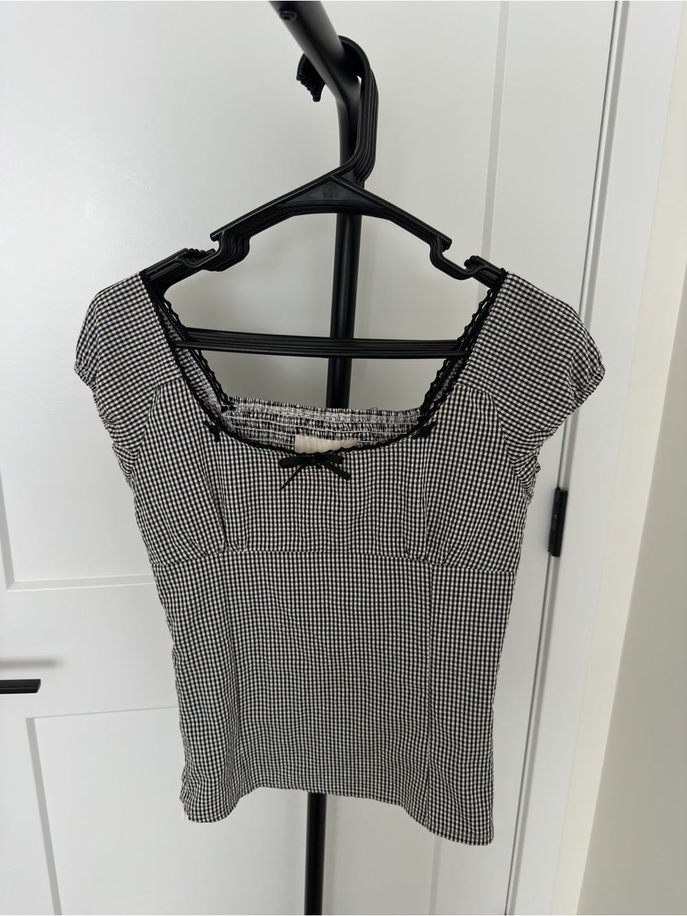 Lulus - Zameta Cottage Black and White Gingham Top
